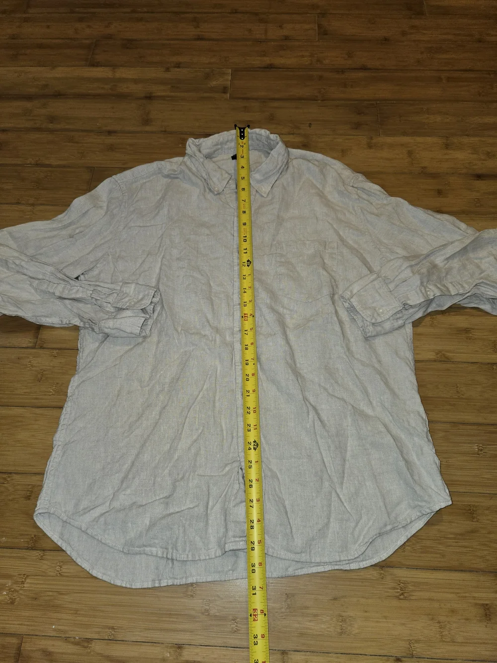J Crew Shirt Mens XL Gray White Slim Fit Button Down Linen Long Sleeve